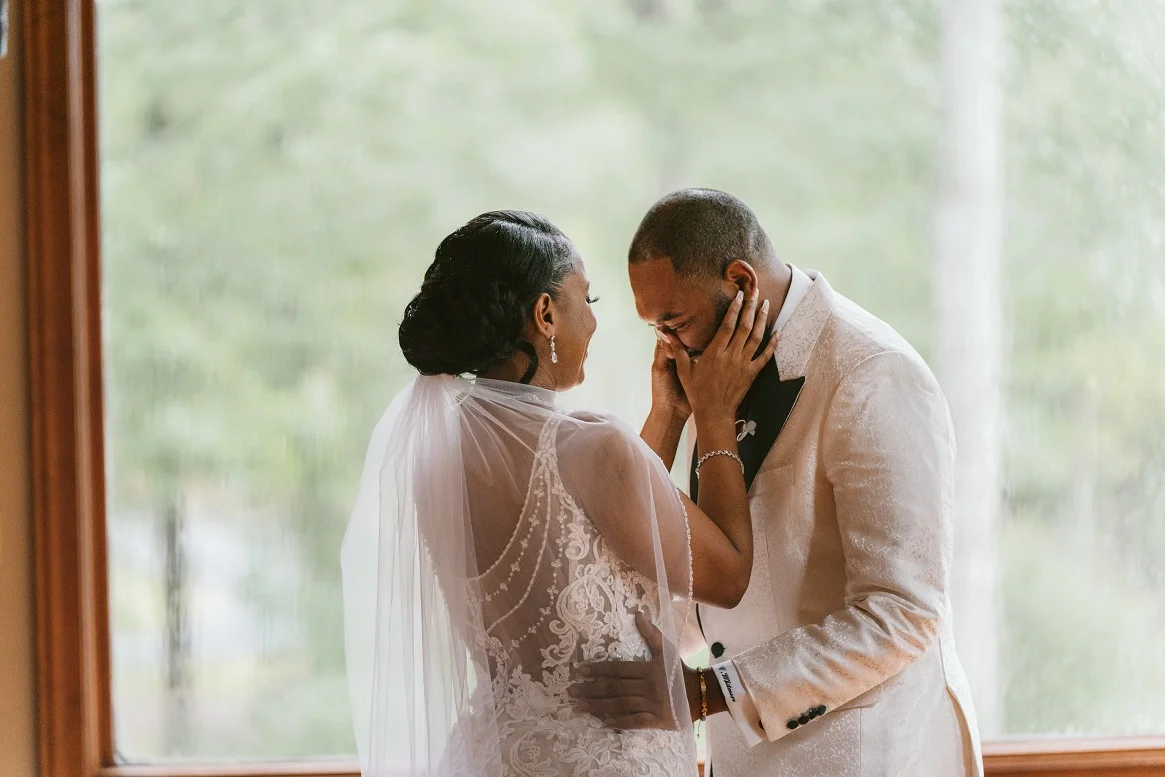 Emotional Groom Crying during first look